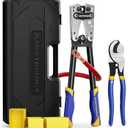 haisstronica Heavy Duty Battery Cable Crimping Tool Kit-Ratchet Hex Extended Handle Crimper for 8,6,4,2,1,1/0 AWG Copper Lugs with Blow Molded Box,Cable Cutter