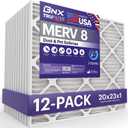 BNX TruFilter 20x23x1 Air Filter MERV 8 (12-Pack) - MADE IN USA  Dust & Pet Defense Electrostatic Pleated Air Conditioner HVAC AC Furnace Filters for Dust, Pet, Mold, Pollen MPR 600  700 & FPR 5