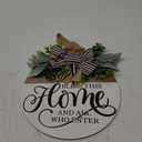 Bless This Home And All Who Enter Door Sign,11.8" Round Rustic Wood Farmhouse Porch Front Door Wreath Funny Door Hanging Sign With Bow-Knot Wreath For Indoor Outdoor Home Front Door Porch Window Decor