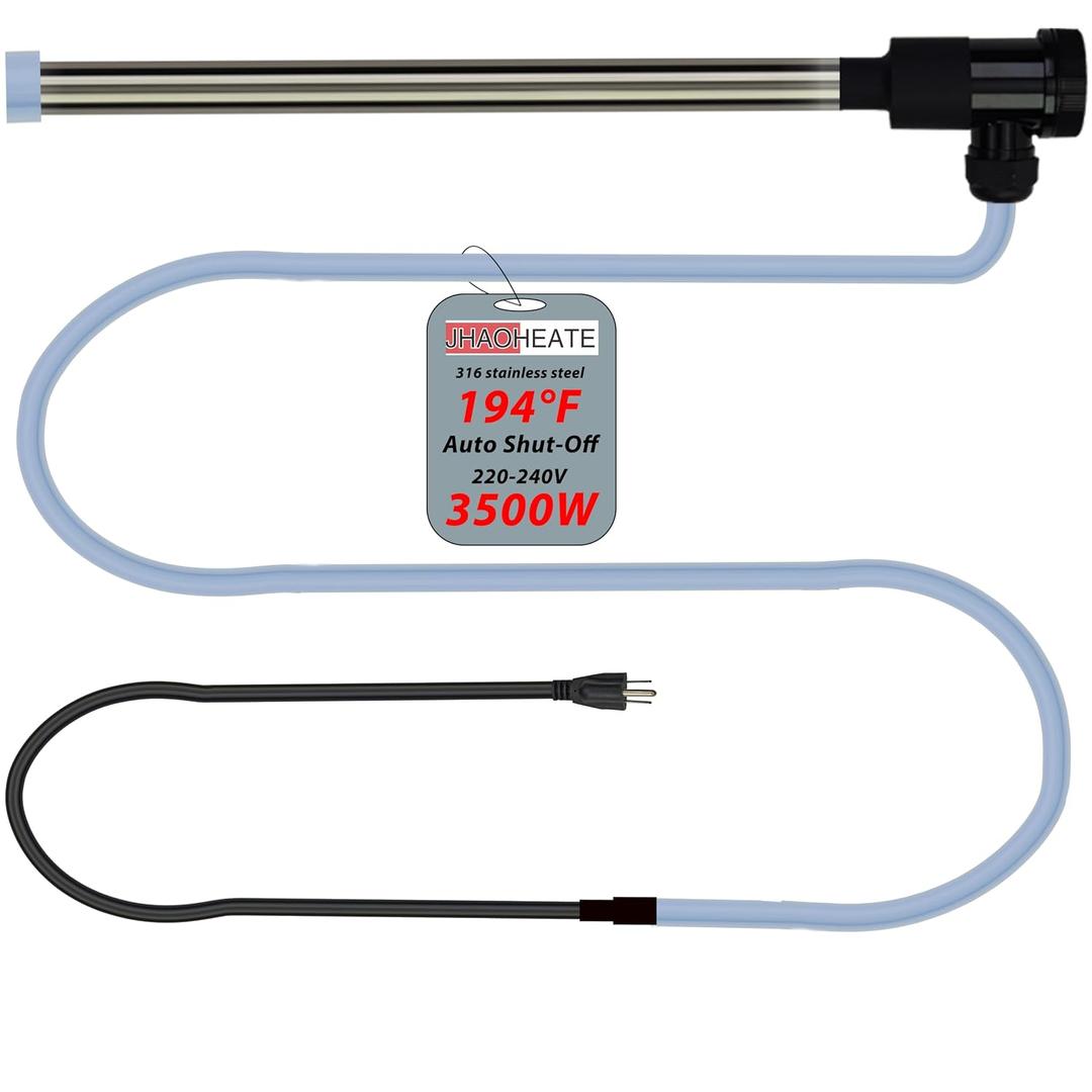 Immersion Water Heater 3500W 240V Portable Hot Tub & Pool Submersible Electric Water Heater with Temp Control & WiFi Timer for Bathtub, Baptismal Pool, Spa, Above-Ground Pool and Baptistry
