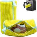 Shoe washing machine bag, Laundry shoe bag for washer and dryer, Reusable Zipper Plush Sneaker Washing Machine Bag for Shoes, Gym, Tennis, Sports Delicate Yellow 2 pc