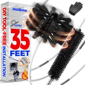 Holikme 35 Feet Dryer Vent Cleaner Kit, Lint Remover, Synthetic Brush Head, Use with or Without a Power Drill