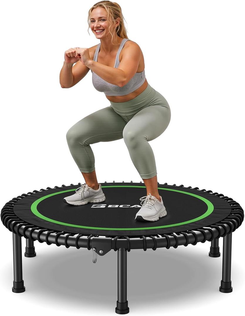 BCAN 450/550LBS Mini Rebounder Trampoline for Adults, 40"/48" Foldable Fitness Trampoline with Bungees, Quiet & Stable Exercise Trampoline Indoor/Home/Garden (BT2, Without Handle)
