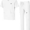Viaoli Natural Uniforms Mens Stretch Multi-Pocket Cargo Scrub Set L