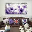 Wall Art for Living Room Decor Purple Floral Picture Prints Modern Watercolor Poppy Painting Artwork Home Decor Framed Wall Decor Large Size 24 x 48 in Ready to Hang