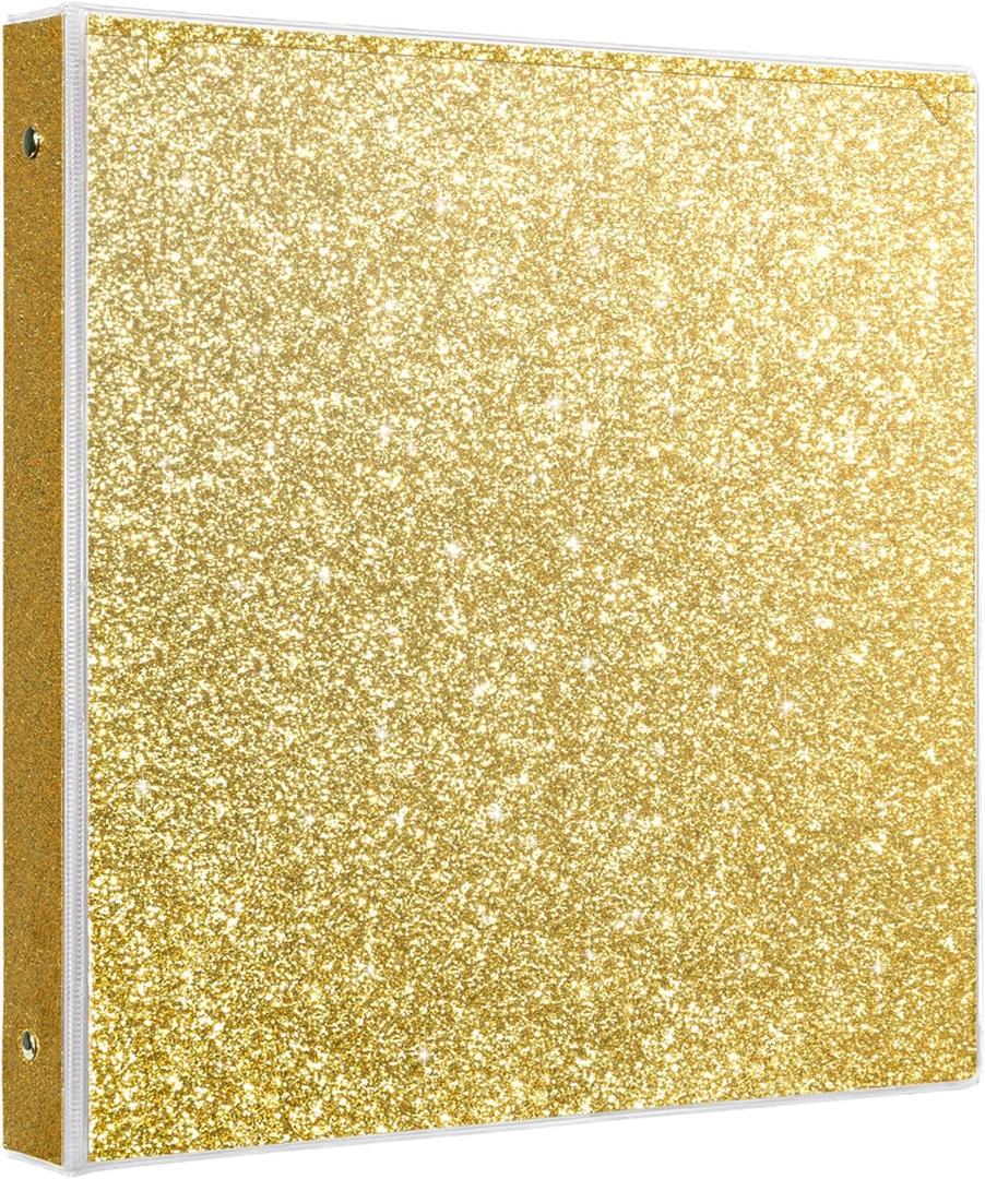 EYROZILL 3 Ring Binders 1 Inch Round Rings Binder Gold Binder Holds 8.5" x 11" Letter Size 300 Sheets, Waterproof, Gold
