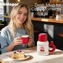 24oz Thermal Coffee Carafe for Hot & Cold, Insulated Stainless Steel Coffee Server with Lid, Leakproof Small Coffee Carafe with Straw for Tea, Coffee, Home & Office, Cherry