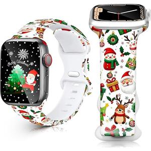 Christmas Watch Bands for Apple Watch, Thanksgiving Fall Turkey Holiday Xmas Winter Snowman Snowflake Santa Design Replacement Strap for Women, Compatible with iWatch Series 1-11 Ultra SE, 38-49mm