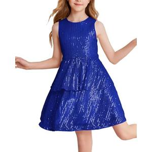 Danna Belle Girls Sequin Dress Sleeveless Party Birthday Dual-Layer Dresses 5-14