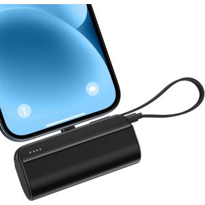5000mAh Mini Portable Charger Power Bank Compatible with iPhone 14/13/12/11/XR/XS/X/8/7/6, MFi Certified Ultra-Compact 20W PD Fast Charging Small Cute Battery Pack(Black)