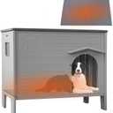 Waterproof Dog House for Outdoor Indoor,Durable Plastic Dog House with Warm Mat Side Window Elevated Floor, Easy to Assemble Easy to Clean(38.3L 26.5W 32.4" H)