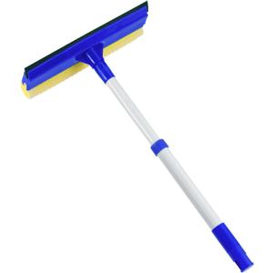 4 x 15.9" Window Squeegee for Car,2 in 1 Squeegee Window Cleaner with Long Stainless Steel Handle,Sponge Car Window Squeegee for Gas Station, Glass,Shower (Iron Pole)
