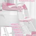 3-in-1 Potty Training Seat & Training Toilet & Potty Chair, Height AdjustableToddler Toilet Seat for Kids, Foldable Potty Training Toilet with Splash Guard & Anti-Slip Steps (Pink)