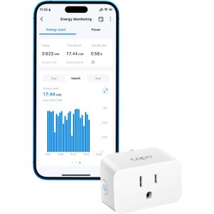 TP-Link Tapo Smart Plug Compatible with Alexa, Google Home & Samsung SmartThings, Energy Monitoring, 15A, ETL Certified, 2.4G Wi-Fi Only, Tapo P110, White