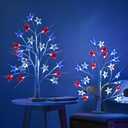 4th of July Decorations, Birch Table lamp Flag Star Tree Lights, 24Independence Day Table lamp for Home, Bedroom Room Office Decoration, 2 Pack, 24 inch