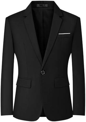 Mylldey Mens Blazers Slim Fit Business Casual Men Suit Sport Coat One Button Travel Blazer Lightweight Suit Jacket, L