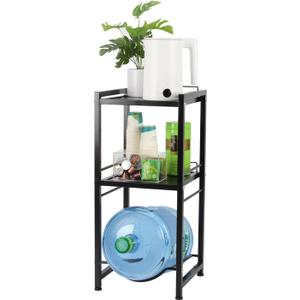 5 Gallon Water Bottle Holder with Storage Shelves, 3 Tier Cooler Jug Rack Organizer, Heavy Duty Jug Holder for Kitchen, Living Room, Office, Black