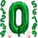 Dark Green Number Balloons for Kids, 40 Inch Foil Helium 0-9 Set Balloons, Self Inflating Big Number 0 Balloon for Boys Girls Age Birthday Party Baby Shower Anniversary Jungle Decoration Supplies