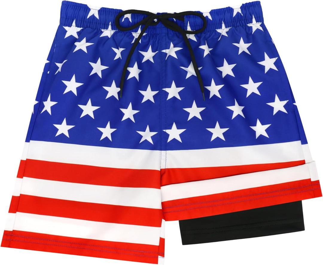 Sarfel Boys Swim Trunks with Compression Liner Kids Swimsuits Boys Bathing Suit Kids Board Shorts Teen Boy Quick Dry Shorts (8 Years, American Flag) Sarfel Boys Swim Trunks with Compression Liner Kids Swimsuits Boys Bathing Suit Kids Board Shorts Teen Boy Quick Dry Shorts (8 Years, American Flag)
