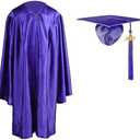 FtyFty Shiny Kindergarten Graduation Cap and Gown Set (36"(4'3"-4'5"), Purple)