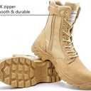 Men's Military Tactical Work Boots with Side Zipper, Puncture Resistant, Desert Combat, Army Jungle, 8 Inch Lightweight Hiking Boots (7.5, Beige)