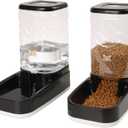 Elevon Automatic Cat Feeder, Gravity Food and Water Dispenser Bowl Set for Small Medium Dogs Animals, Pet Feeder Dispenser Storage Food, 3.8L Large Capacity, Black