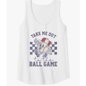 Take Me Out to The Baseball Ball Game Softball Vintage Tank Top, S