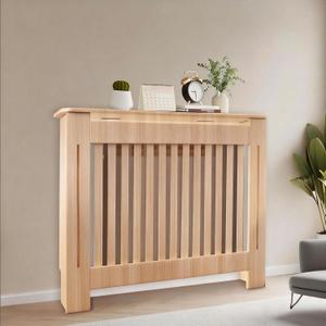 Radiator Cover Cabinet - 44"x36"x 7.5" Solid Wood Heater Enclosure Shelf with Top, for Home Decor and Safe (Natural)