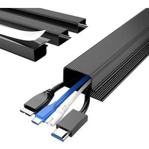 Delamu 4 Pack Cord Organizers for Desks, 62.8in Cable Organizer Cable Management Under Desk, Self Adhesive Wire Management Raceway, Desk Organizers and Accessories for Office&Home Organization, Black