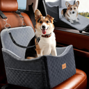 2 in 1 Dog Car Seat Bed for Small/Medium Dogs Up to 35 lbs, Travel Dog Booster Seat with Memory Foam Thick Cushion, Safety Belts&Storage Pockets, Removable Washable Bed Fits Front or Back Seat