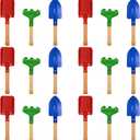 Tarpop 9 Pcs Kids Gardening Tools Set, Metal Kids Yard Tools with Sturdy Wooden Handle Safe Children Beach Sandbox Toy Sand Play Kit for Flower Soil Planting Loosening Digging, Trowel, Rake, Shovel