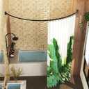 Curved Shower Curtain Rod For Bathroom 38-72 Inches, Adjustable Length, Curved Shower Rod, 0.9MM thickness, Round Shower Curtain Rods, Rotate Bracket For Large Shower Space, Need Drilling, Black