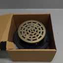 4 1/4 Inch Shower Drain Round Brushed Gold Color, Removable Grille Strainer Screws in Drain Cover, Base with Adjustable Drain Flange Kit PVC, SUS304 Stainless Steel Brass Face