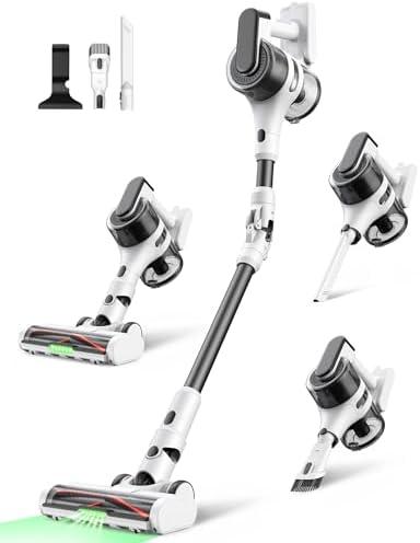 Cordless Vacuum Cleaner, 45KPA Stick Vacuum Rechargeable with Bendable Wand for Carpet, Hardwood Floors & Pet Hair, 9 in 1 Lightweight, Quiet & Powerful Cleaning for Home