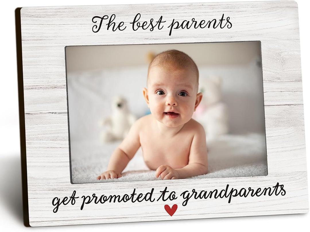 Grandparents 4x6 Picture Frame, Baby Announcement Pregnancy Photo Frame, Gifts for Grandparents from Grandkids,The Best Parents Get Promoted To Grandparents Photo Frames for Desk Shelf Decor