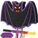 WERNNSAI Halloween Pinata - Halloween Party Decoration Scary Hallo-ween Pinata for Kids Baby Hallo-ween Costumes Party Purple Evil Bat Design Hallows Eve Decor Favor with Bat & Blindfold