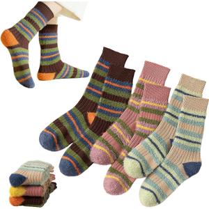 3Pack Womens Fuzzy Socks Warm Sleep Adult Socks Cozy Fluffy Winter Warm Slipper Socks, One Size