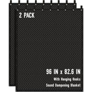 AMUFON 2PCS Large Sound Dampening Blanket,96" x 80" Sound Absorbing Studio Blanket, Noise Cancelling Studio Acoustic Blanket Curtain/Light Blocker/Moving Blanket