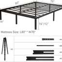 Wulanos King Size Bed Frame, 3500lbs Heavy Duty Metal Frames with Steel Slats Support 14 Inch High Platform Bedframe with Storage, No Box Spring Needed, Sturdy and Durable Noise-Free, Black