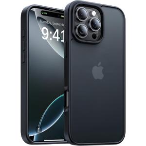 for iPhone 16 Pro Case, [Military-Grade Drop Protection][Anti-Yellowing] Shockproof Protective Translucent Matte Cover for iPhone 16 Pro Phone Case,Titanium Black