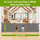 Reinforced 42" Tall Baby Gates for Dogs with Support Rods - Prevent Crawling Under, 175" Extra Wide Baby Gates for Large Openings, Tall Retractable Gate Indoor Large Dog Gate Outdoor Deck Gate, Gray