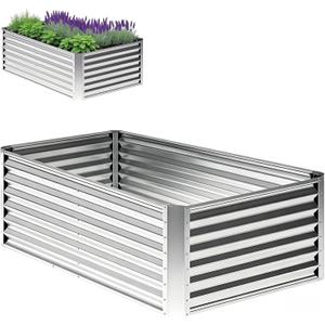 6x3x1ft Rectangle Galvanized Raised Garden Beds kit，Large-Capacity Metal Planter Garden Box Outdoor,Metal Garden Bed for Vegetables，Flower，Fruits，Steel Raised Beds for Backyard Gardening-1PC