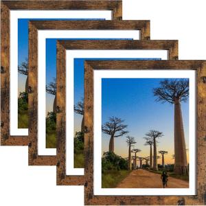SESEAT 8x10 Picture Frames Rustic Distressed Brown for Wall or Table Top Display, Packs 4