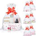 Resurhang 6 Set Happy Mothers Day Baskets for Gifts Empty to Fill with Cellophane Wrap Ribbons Bows 10 x 7.9 x 3.2 In Rose Cardboard Basket Tray for Women Her Mom May Day Birthday Gift Packaging
