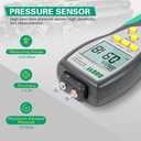 Manometer Gas Pressure Tester 241.3Kpa/35Psi Wide Range Digital Manometer Lp Gas Pressure Tester with 11 Pressure Units, MAX/MIN/AVG Measurement, Data Storage/Hold, 9V Battery