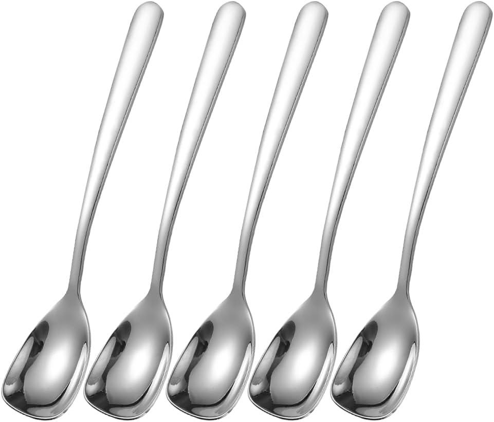 Small Square Spoons,SUS304 Stainless Steel 5.9inch Spoons for Ice Cream, Sugar,Cake,Coffee,and Desserts Set of 5