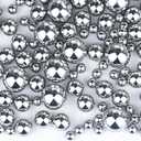 Cusmation 300Pcs Silver Polished No Hole Faux Pearl Beads for Vase Filling Decorations, Plastic Pearls Vase Fillers, Table Scatters, Wedding Centerpiece, Home Decor, 8/14/20 mm