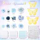 Hoteam DIY Graduation Cap Decorations Kit Included Faux Flowers 3D Butterfly Self Adhesive Rhinestones Glitter Alphabet Letter Stickers for 2026 Grad Cap Topper Party Gifts Decor(Blue)