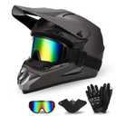 Full Face Dirt Bike Helmet DOT Certified - Complete Adult ATV Helmet Kit with Goggles, Gloves & Mask, Adjustable Visor, Quick Release XXS