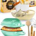 CRUSTLOVE Loaf Pan for Bread Baking - incl. Sourdough Bread-Baking Supplies like Banneton Bread-Proofing Basket - 2QT Enameled Oval Cast Iron Dutch Oven, Bread-Oven, Sour Dough Bread-Baking-Pan Tools